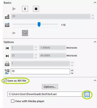 SOLIDWORKS Simulation Animate PropertyManager with Save as AVI File Checked