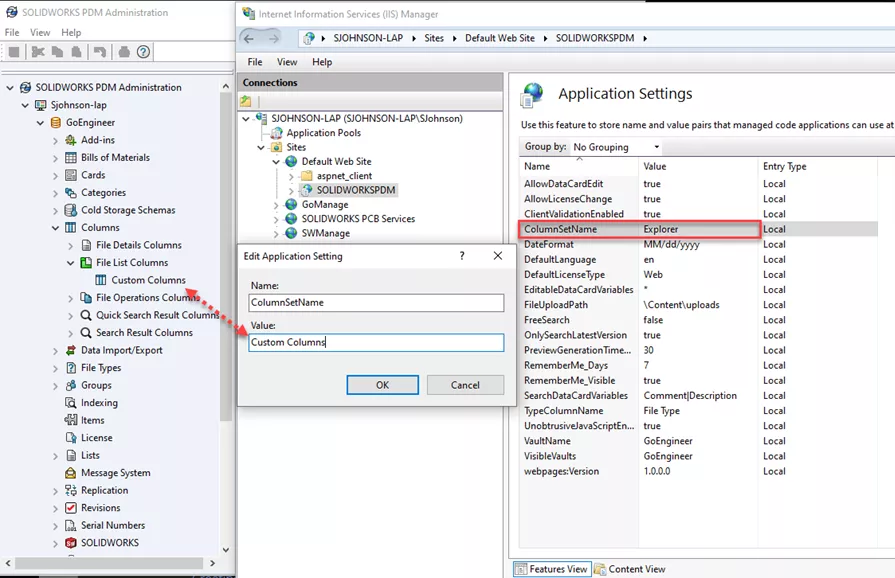 SOLIDWORKS PDM Administration Application Settings