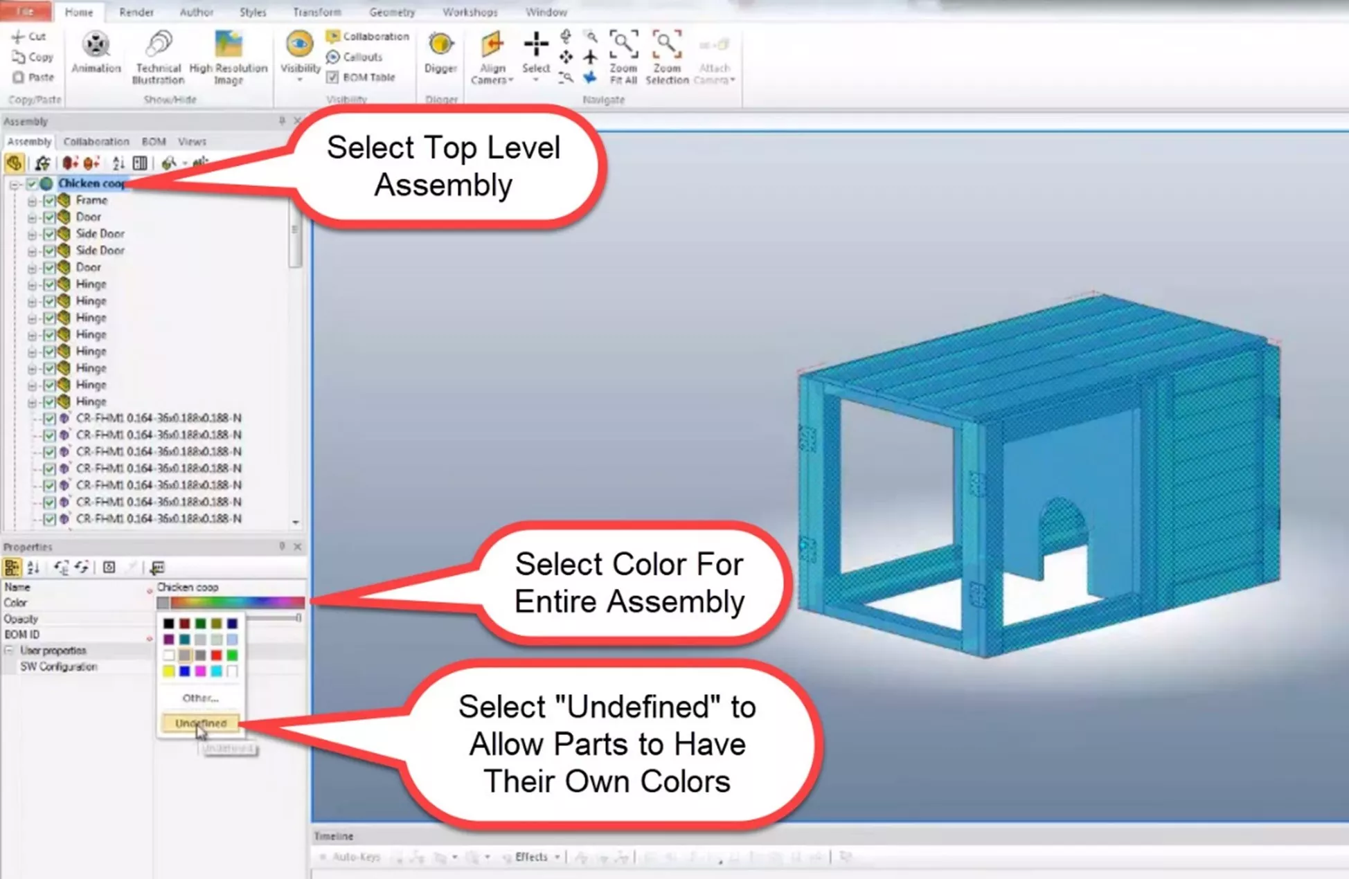 SOLIDWORKS Composer Apply Colors and Textures 