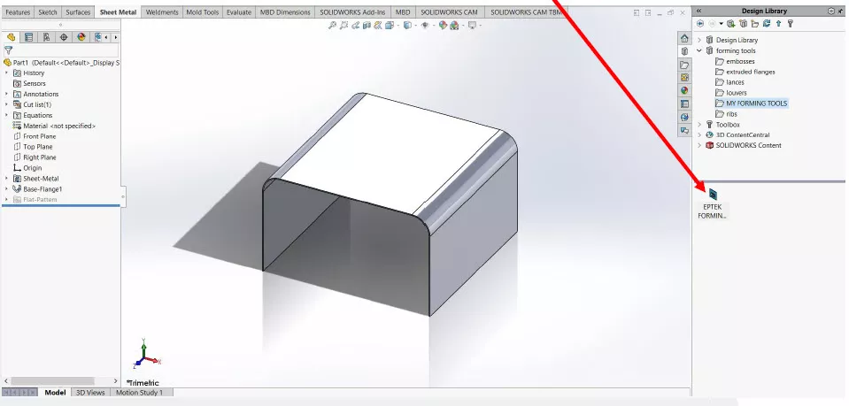Apply Forming Tool to Enclosure in SOLIDWORKS