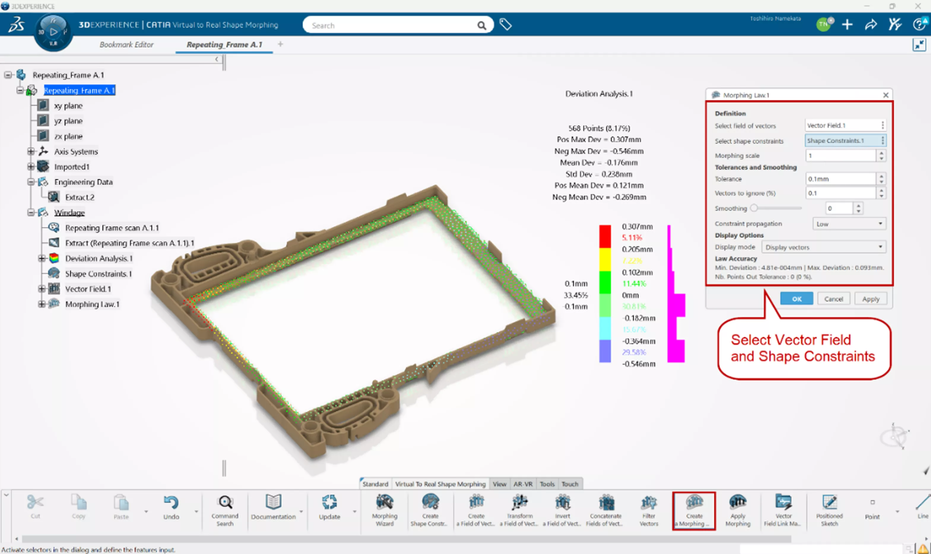 Apply Morphing Using Vector Fields in 3DEXPERIENCE CATIA 