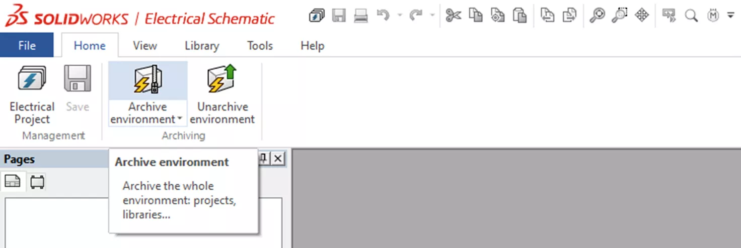 Archive Environment Option in SOLIDWORKS Electrical 