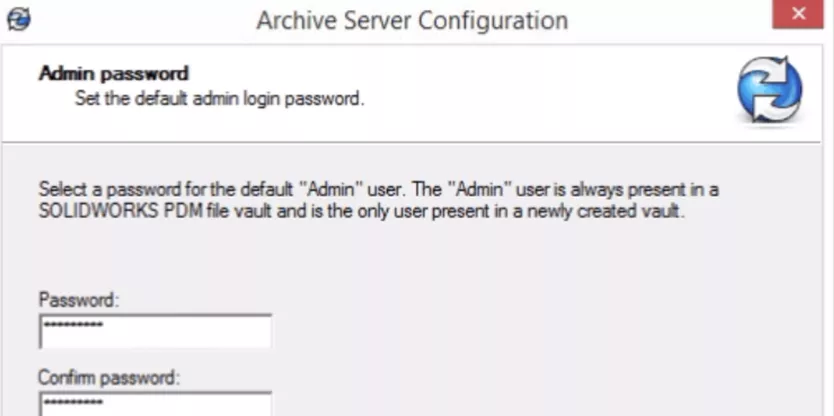 SOLIDWORKS PMD Archive Server Configuration Admin Password