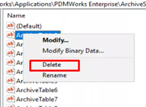 Delete Archive Table SOLIDWORKS PDM 