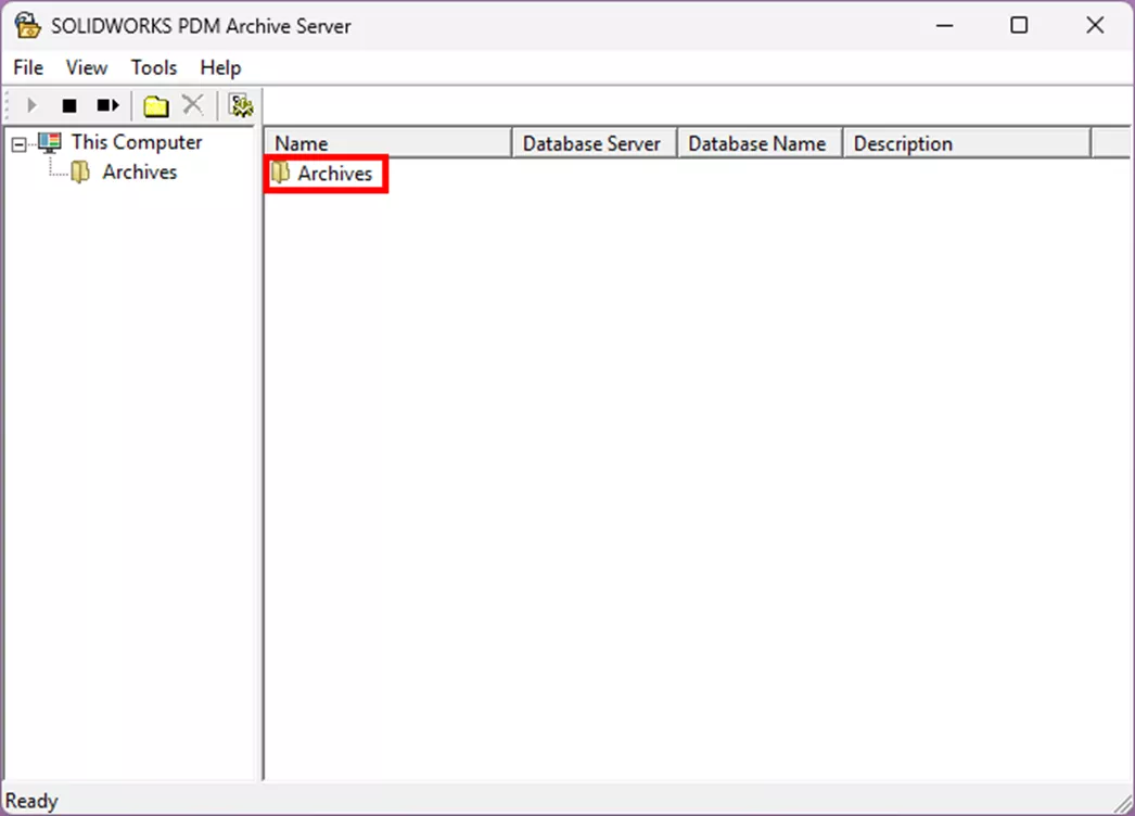 SOLIDWORKS PDM Archiver Server Archives Folder