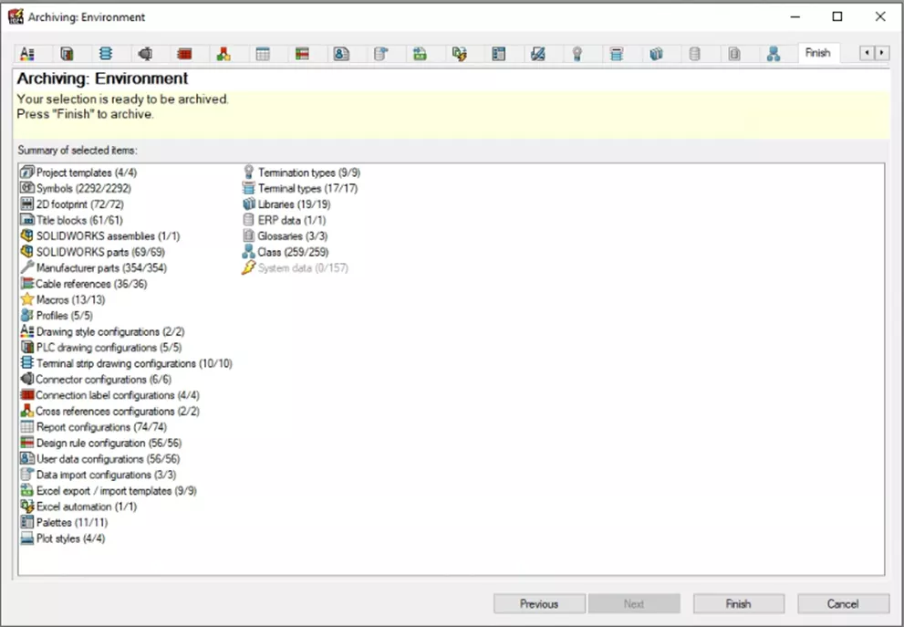 Archiving Environment in SOLIDWORKS Electrical 