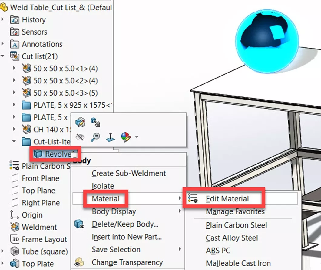 Assign Additional Materials in SOLIDWORKS