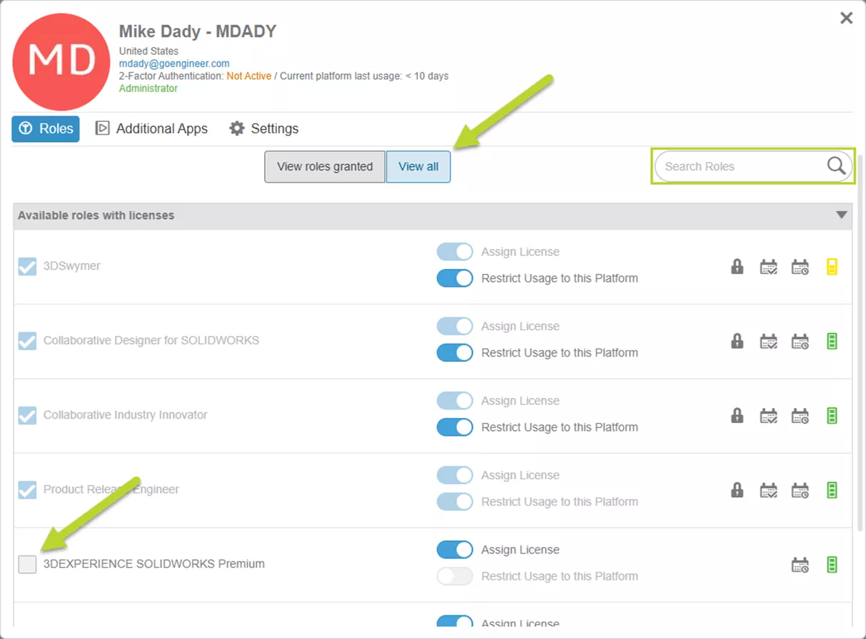Assigning Roles in 3DEXPERIENCE