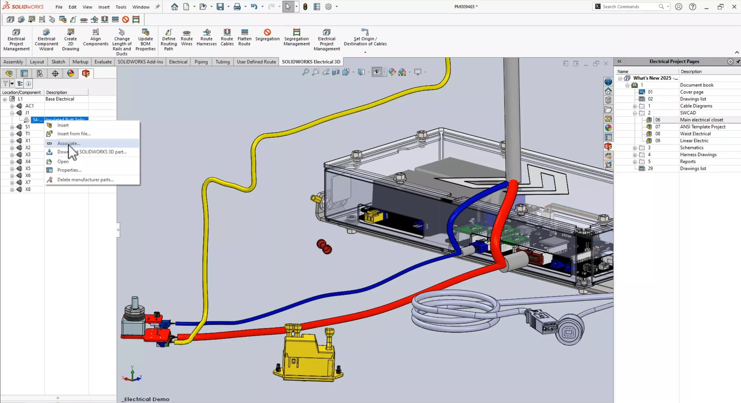 Associate Splice Connector in SOLIDWORKS Electrical 2025