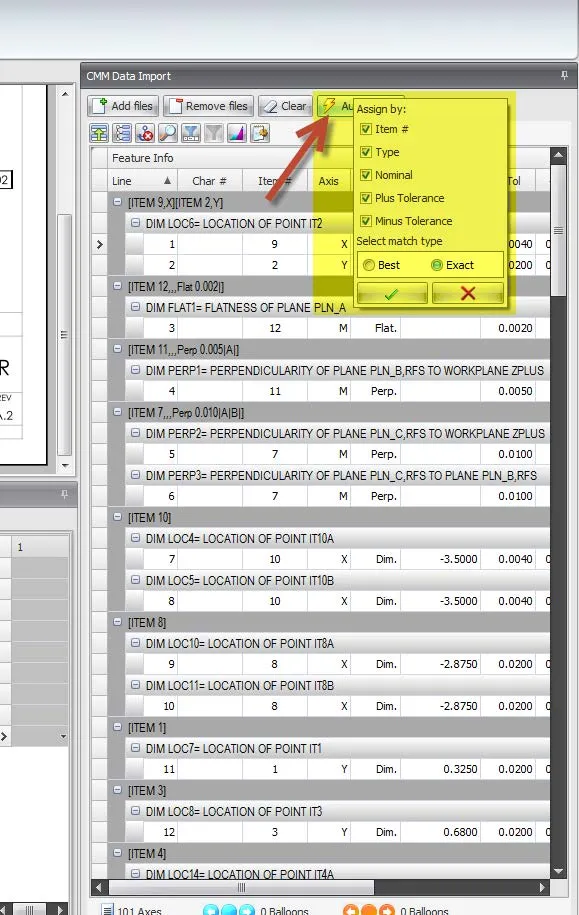 Auto Assign Matching Criteria in SOLIDWORKS Inspection