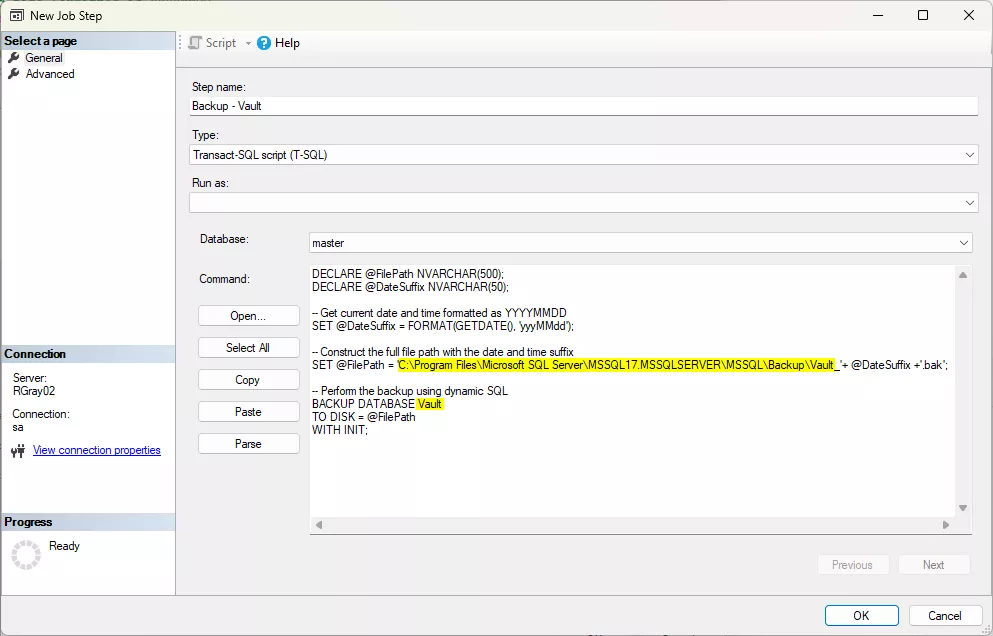 SOLIDWORKS PDM Professional SQL Backup Setup 