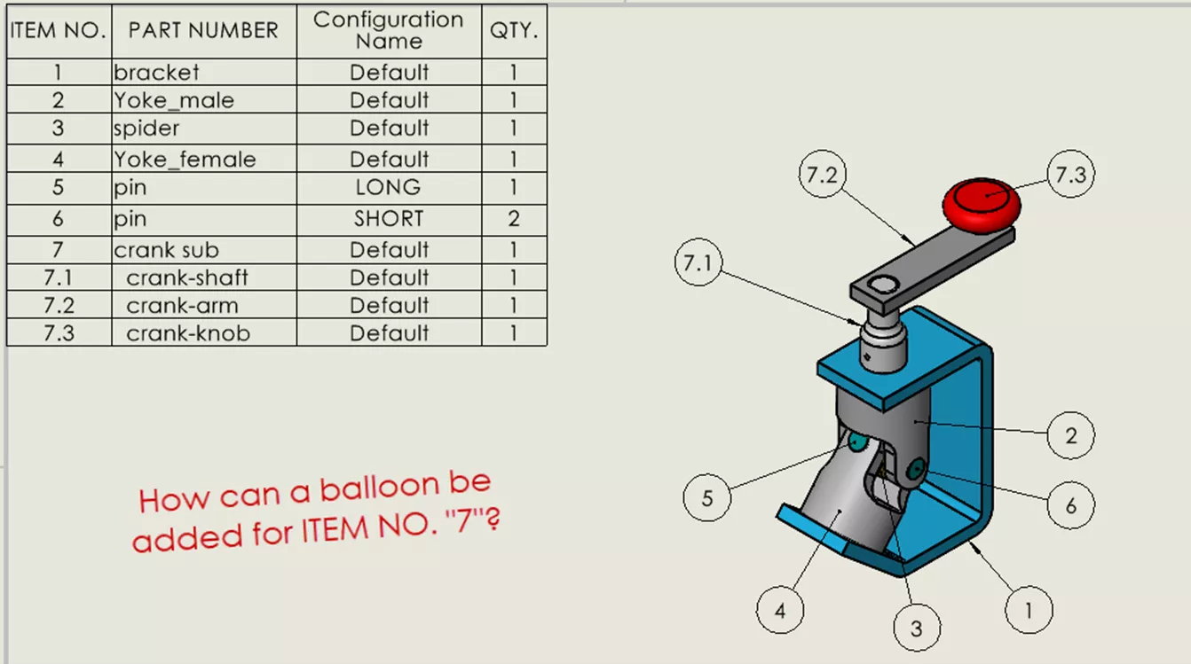 Ballooning Subassemblies in a SOLIDWORKS Drawing