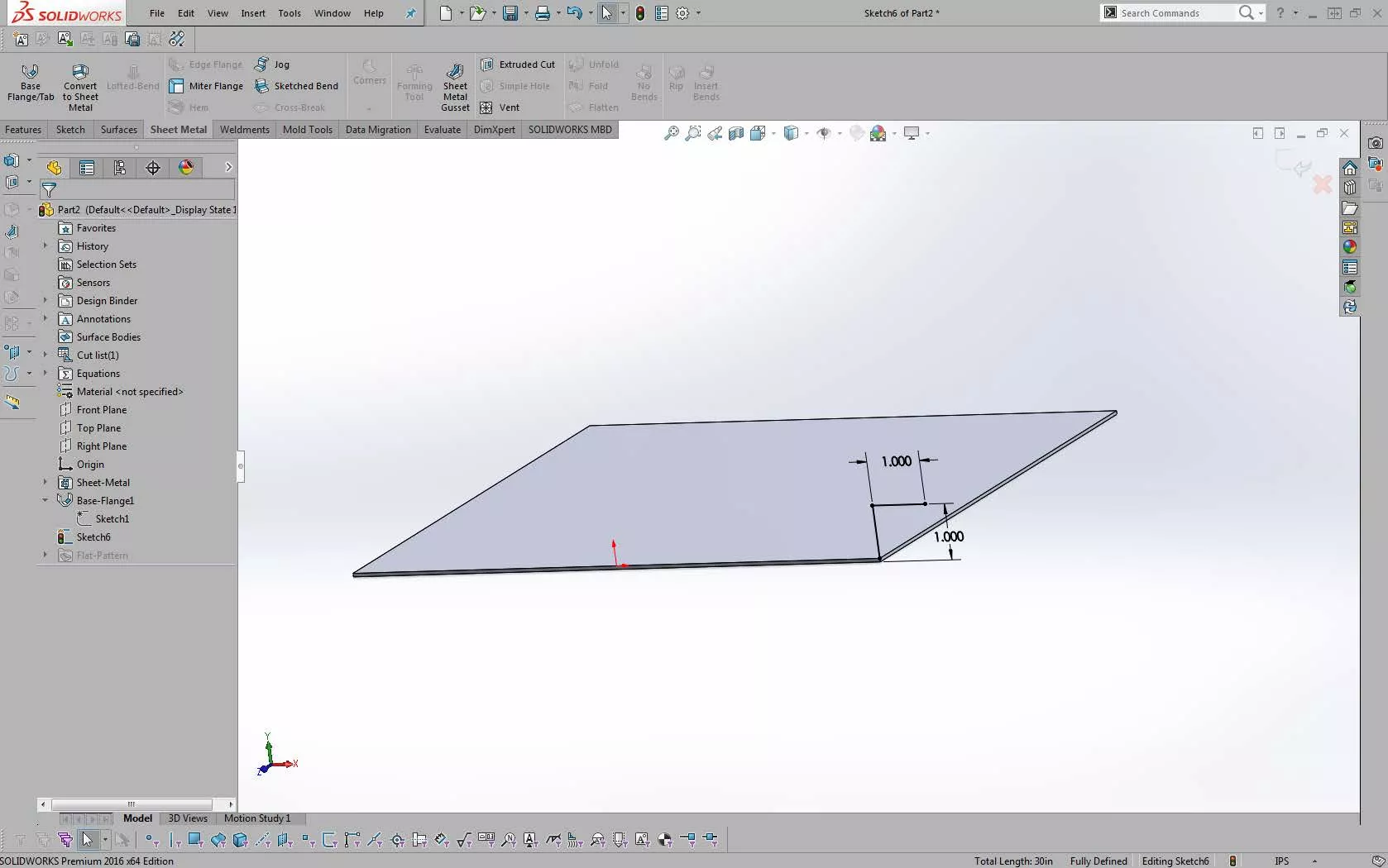 Using Edge of a Base Flange as a Sketch Plane in SOLIDWORKS
