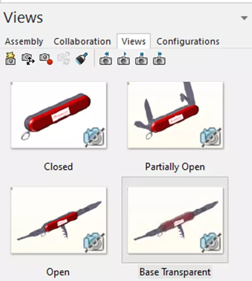 List of Custom Views Available in SOLIDWORKS Composer
