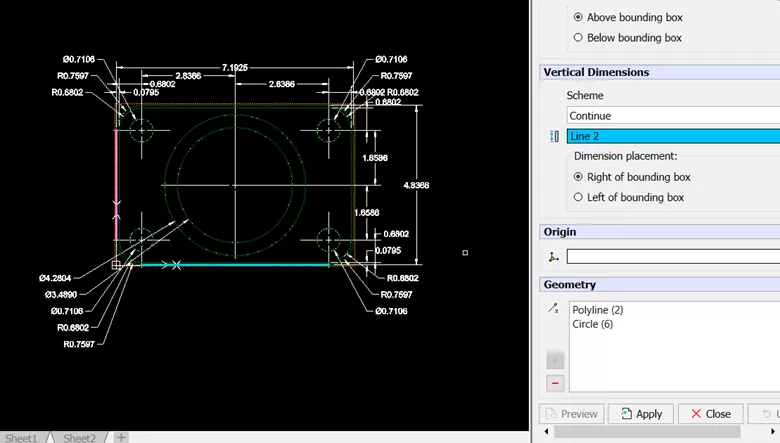 Baseline Dimension Scheme in DraftSight 