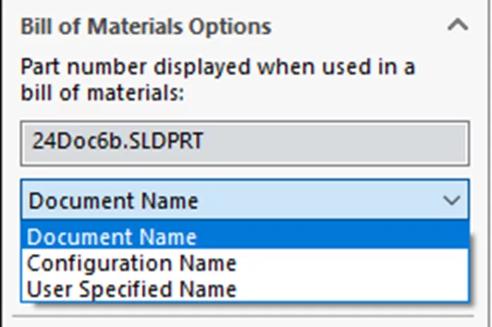 Bill of Materials Options SOLIDWORKS Data to 3DEXPERIENCE