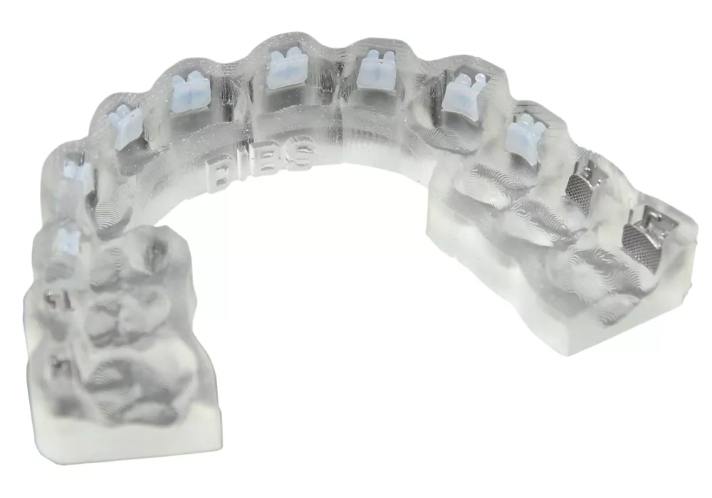 Stratasys flexible clear MED625FLX biocompatible dental 3D Printer resin. 