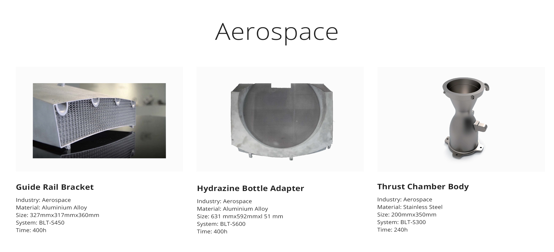 Aerospace Parts Printed with BLT Metal 3D Printers.