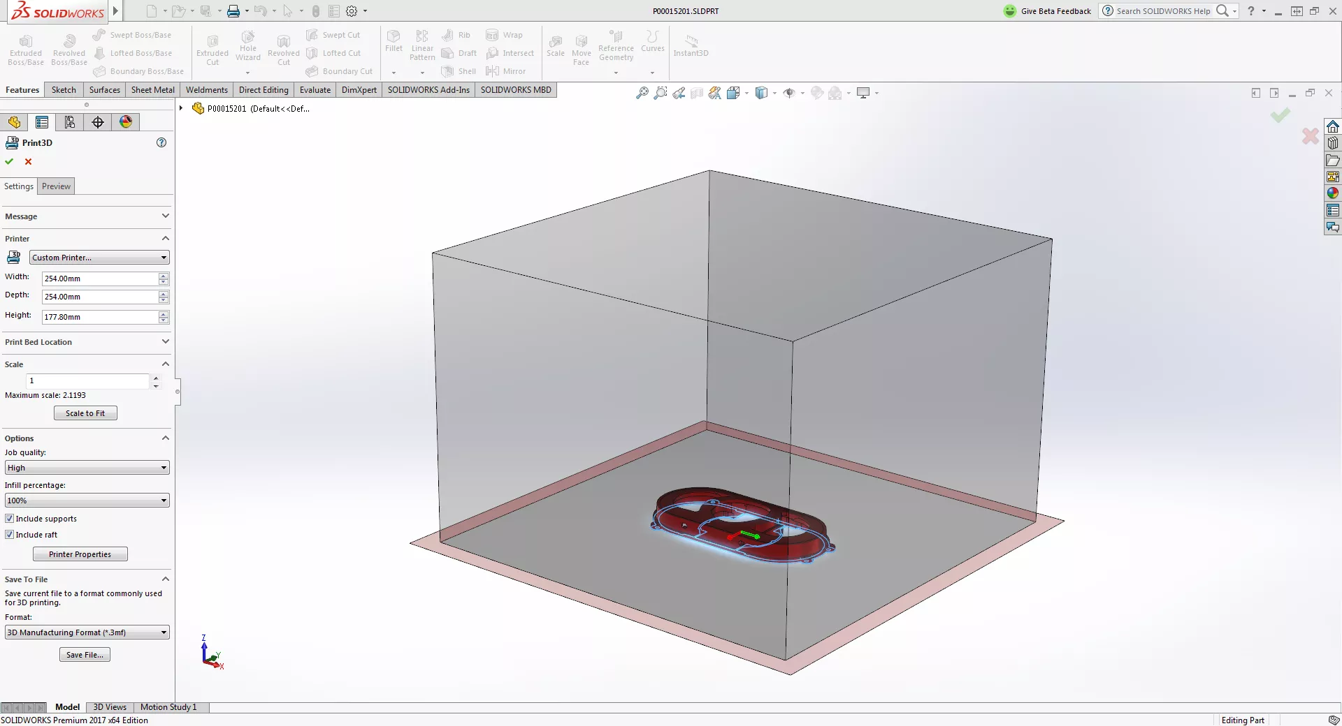 SOLIDWORKS Print3D Tool 