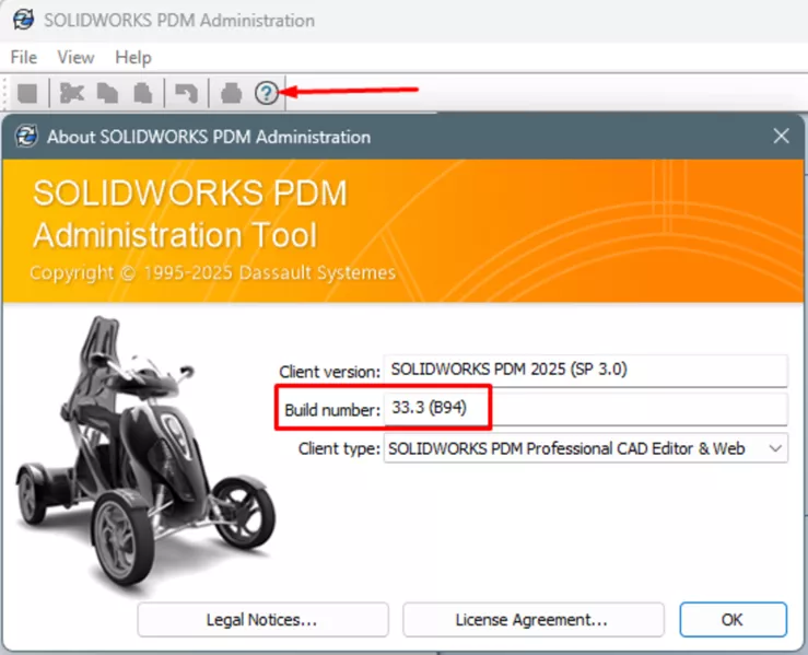 SOLIDWORKS PDM Administration Build Number