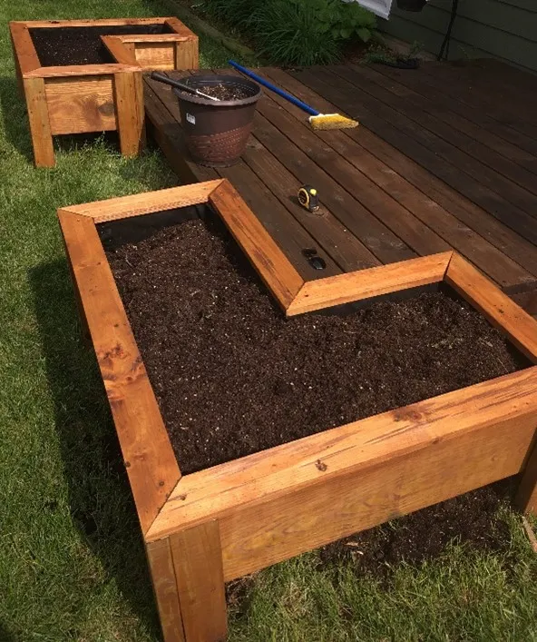 Built Deck with Raised Flower Bed Designed in SOLIDWORKS