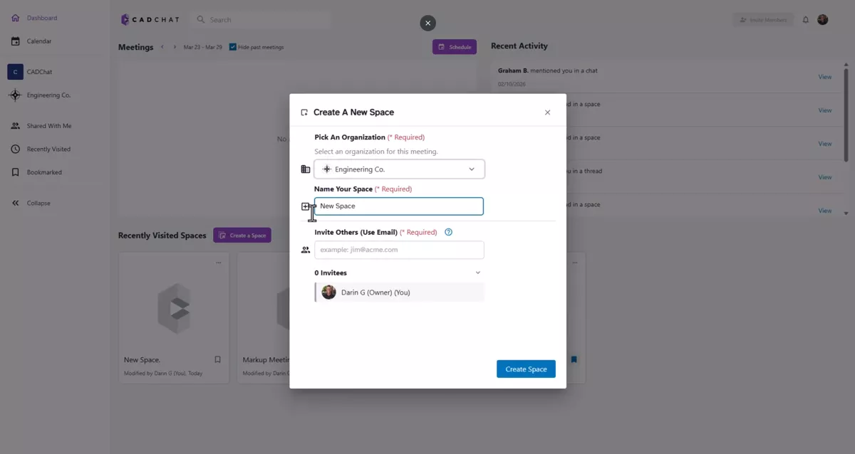 Create a New Space in CADchat