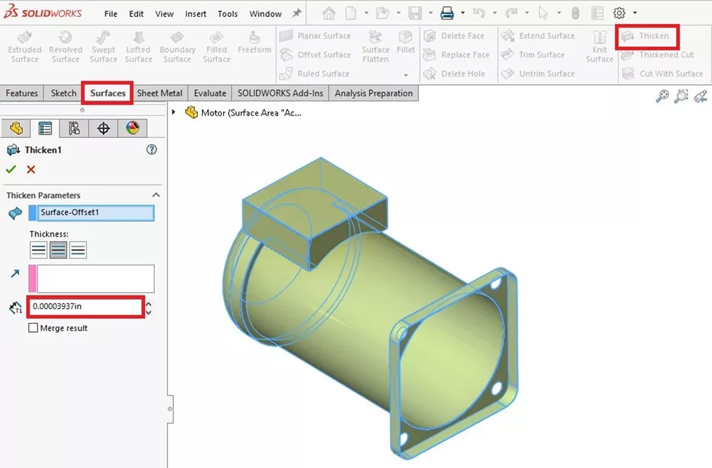 Calculate Surface Area in SOLIDWORKS 