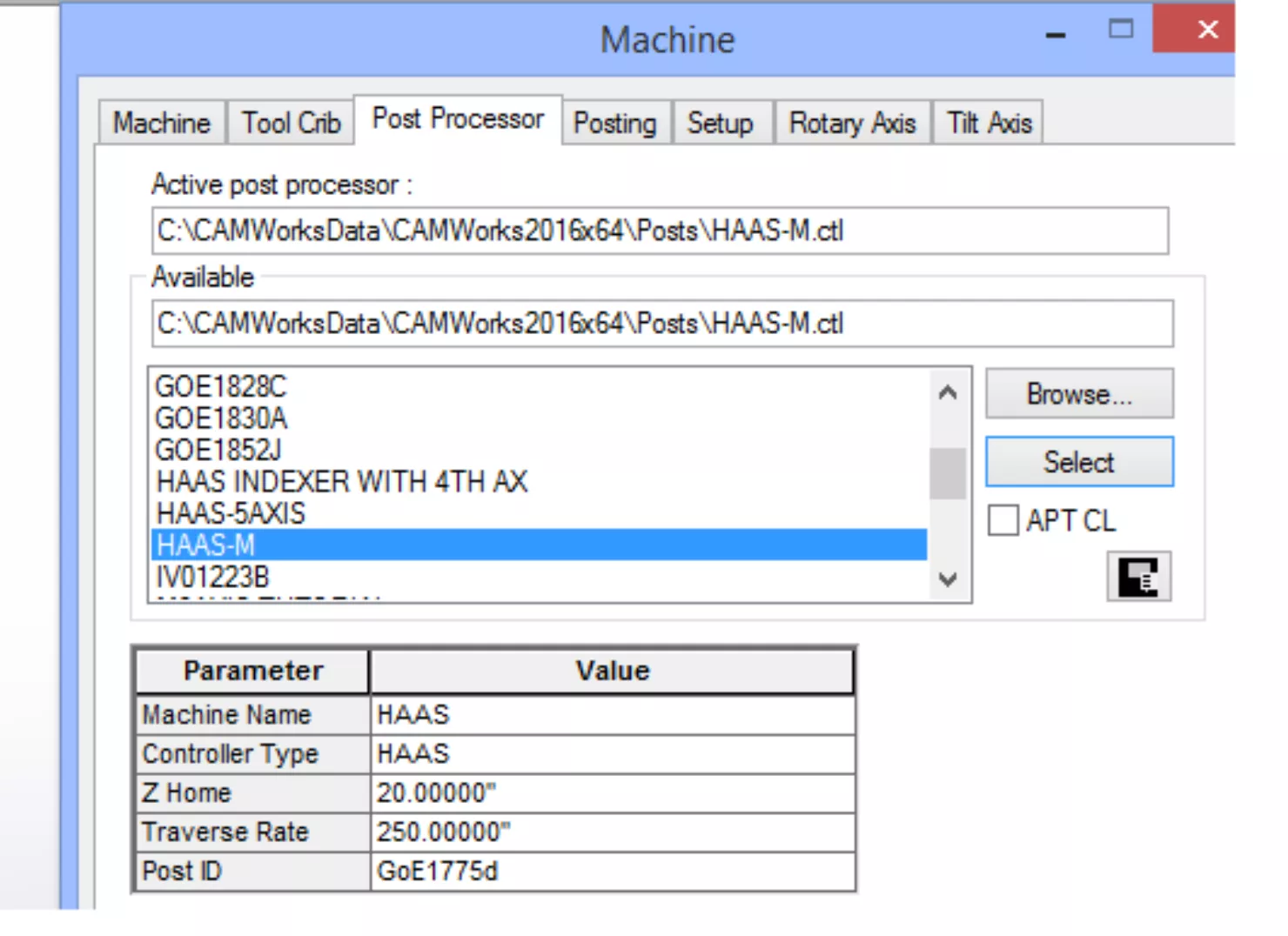 CAM Post Processor Change Request 