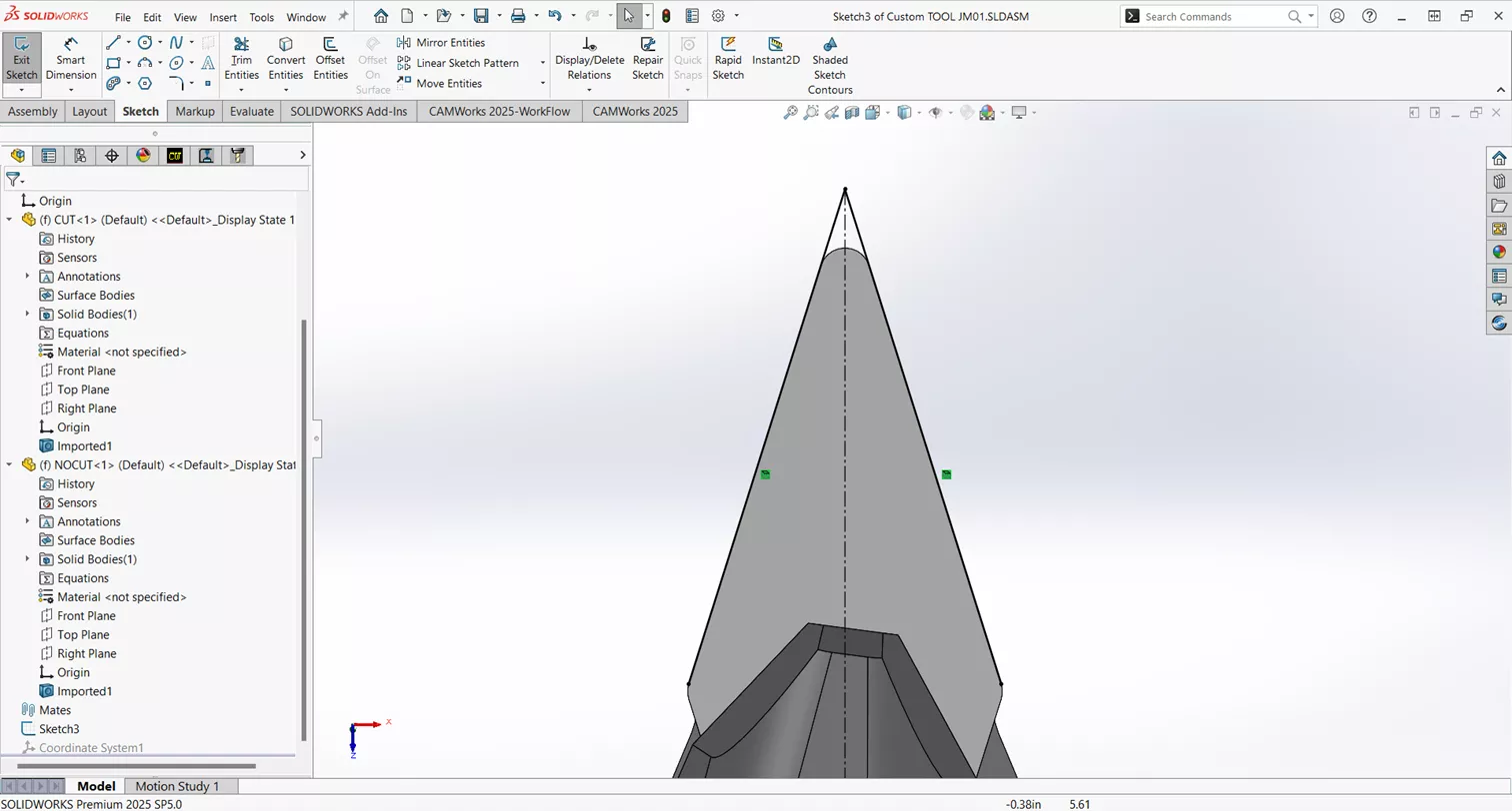 CAMWorks Coordinate System User Defined Tools