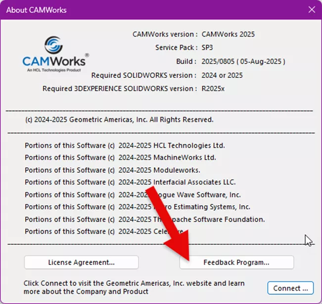 Access CAMWorks Feedback Program