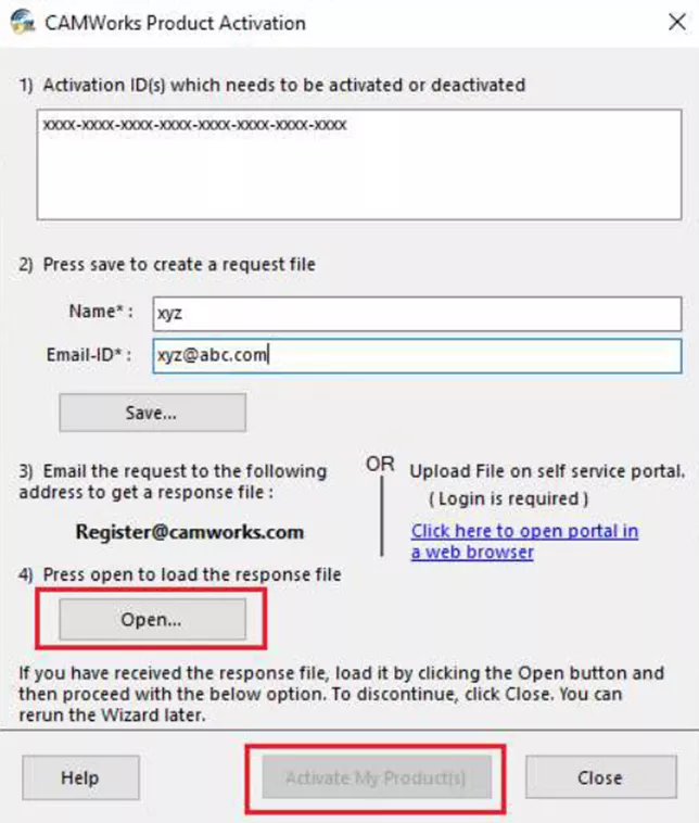 CAMWorks Flex Net Online Activation 