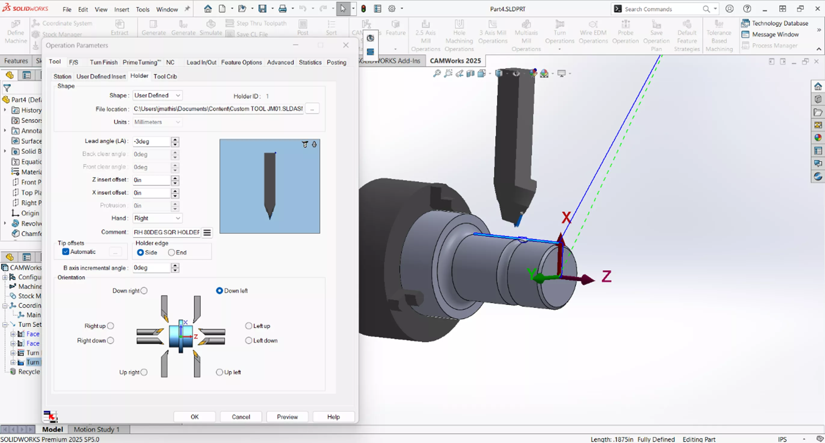 Insert and Holder Displaying Correctly in the Preview and the Model in CAMWorks