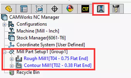 CAMWorks NC Manager Generate Operation Plan
