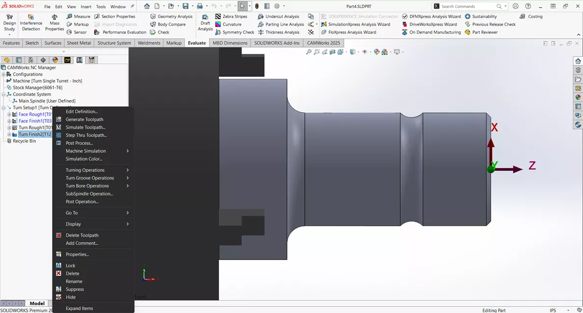 Select the User Defined Tool for the CAMWorks Operation in SOLIDWORKS