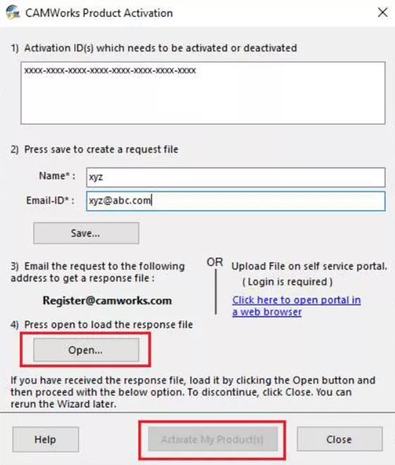 CAMWorks Product Activation Dialog Box for Standalone FNO License Activation and Renewal