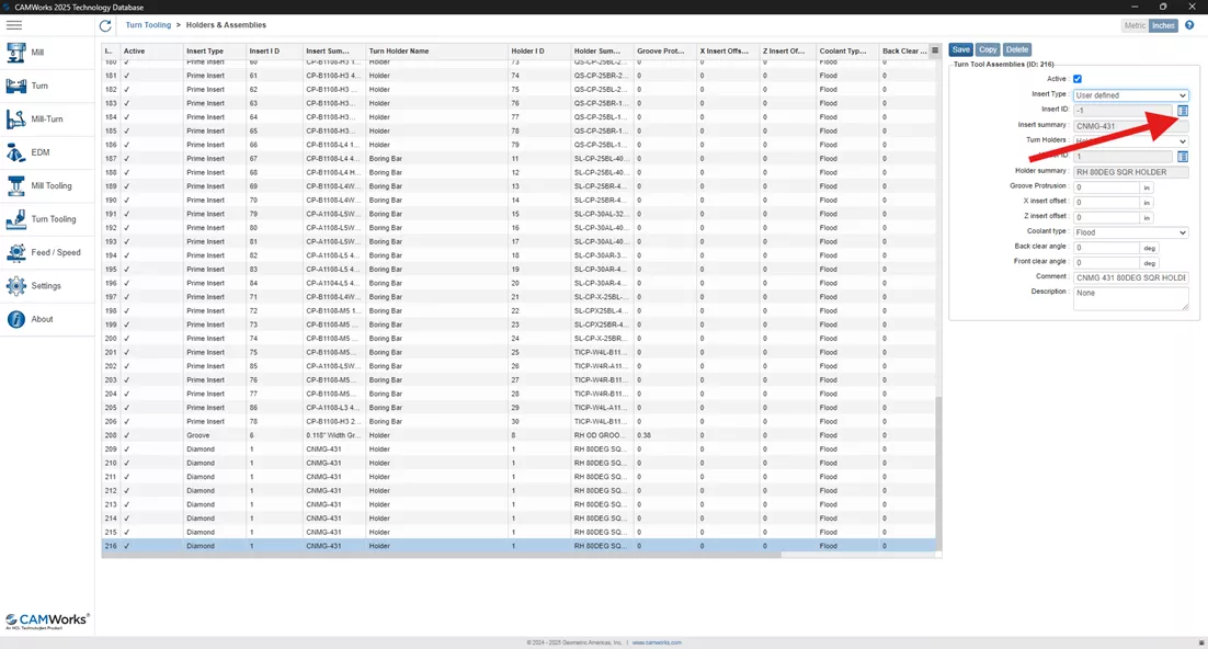 Change the Insert Type to User Defined in CAMWorks