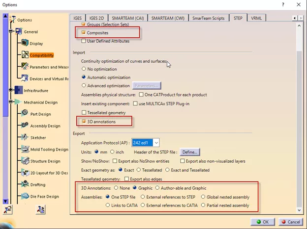 SXT Settings in CATIA 