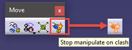 Stop Manipulate on Clash Icon in CATIA 