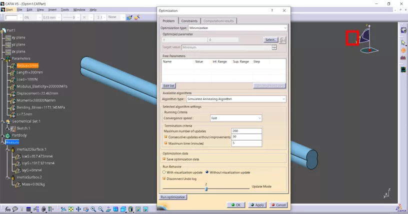 CATIA V5 Optimization Setup