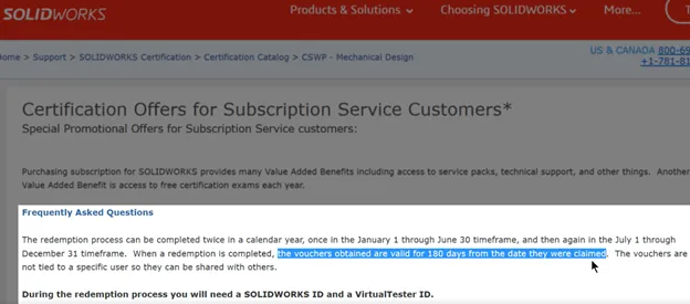Certification Offers for SOLIDWORKS Subscription Customer Time Frame 