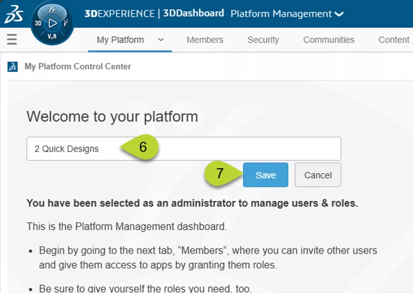 Save New 3DEXPERIENCE Platform Name
