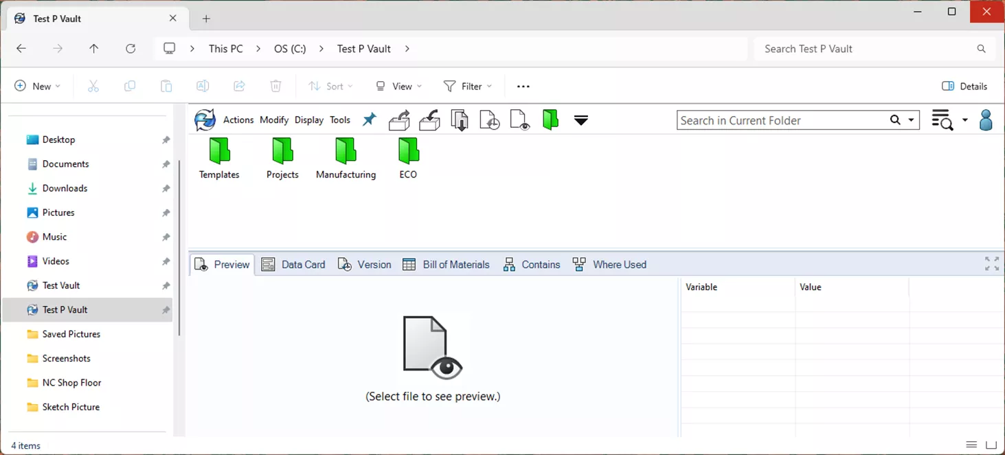 SOLIDWORKS PDM Local Vault View