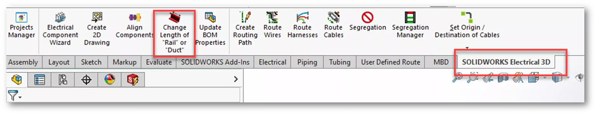 Change Length of Rail Or Duct Option in SOLIDWORKS Electrical 