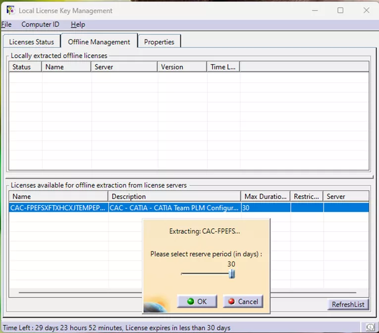 Check out CATIA License from Managed DSLS