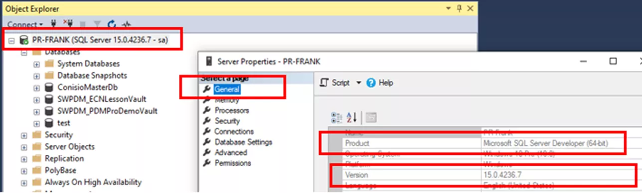 Check SQL Version a SOLIDWORKS PDM Environment is Running 