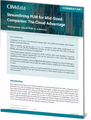 "Streamlining PLM for Mid-Sized Companies: The Cloud Advantage" 3DEXPERIENCE whitepaper cover