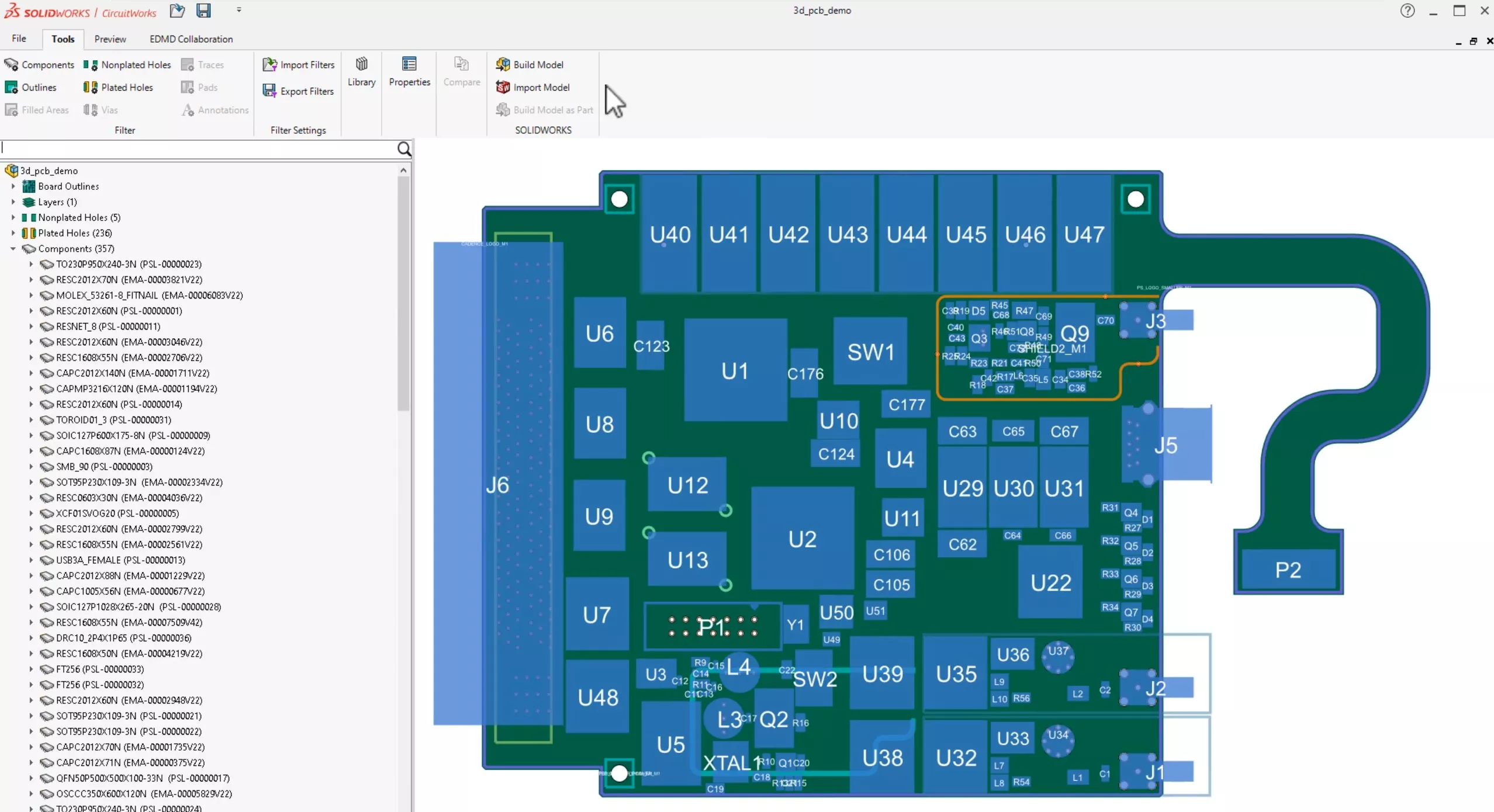 Cadence IDX File Opened in SOLIDWORKS CircuitWorks 2025