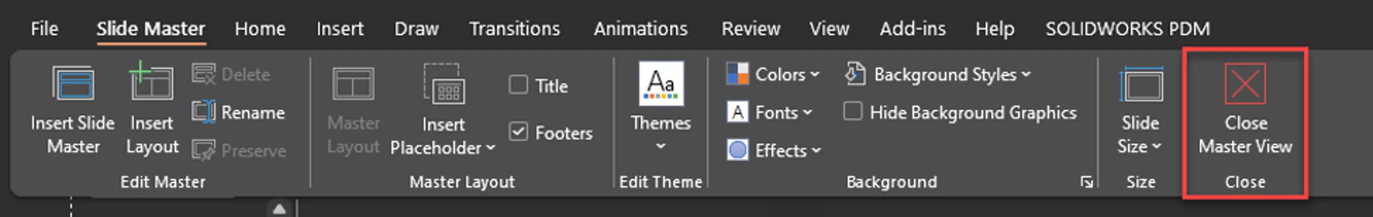 Close Slide Master View 