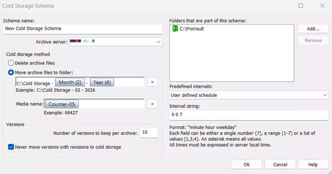 Cold Storage Schema Selections in SOLIDWORKS PDM 