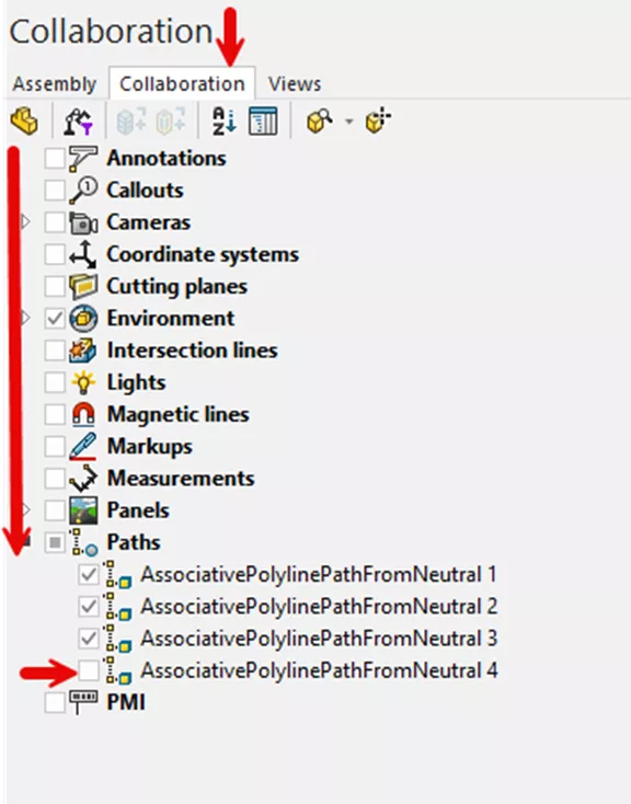 Collaboration Tab Options in SOLIDWORKS Composer 